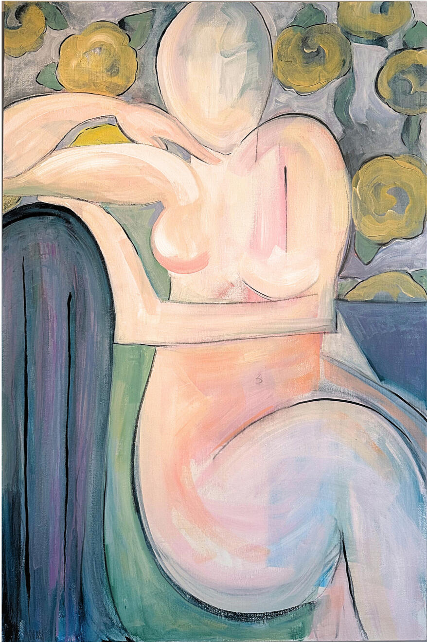 Nude with yellow roses 2023 24 x 36